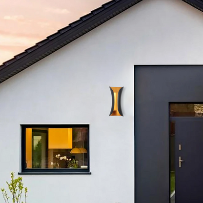 Modern Black-gold Curved Outdoor Wall Mounted Led Light Yard