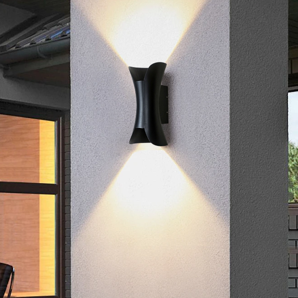 Modern Black Curved Outdoor Wall Mounted Led Light Yard