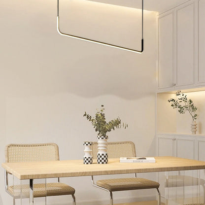 Minimalist Black Pendant Light Linear Dining Room 90cm