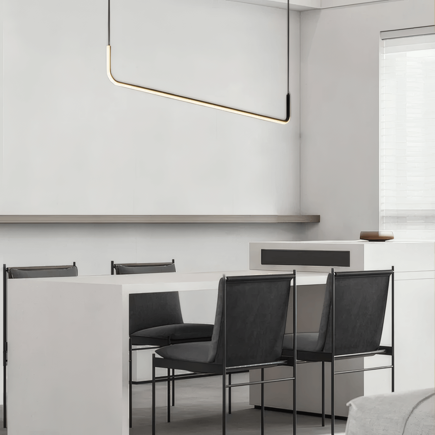 Minimalist Black Pendant Light Linear Dining Room 90cm
