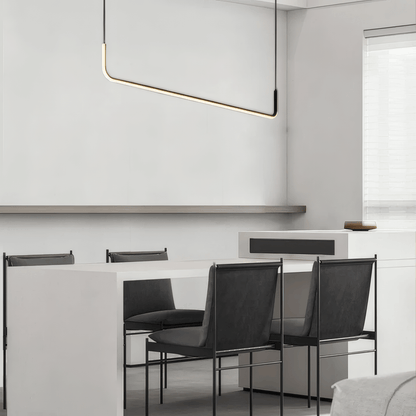 Minimalist Black Pendant Light Linear Dining Room 90cm