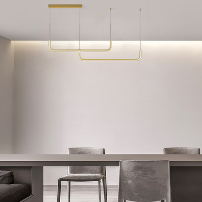 Minimalist Gold Pendant Light Linear Dining Room 120cm