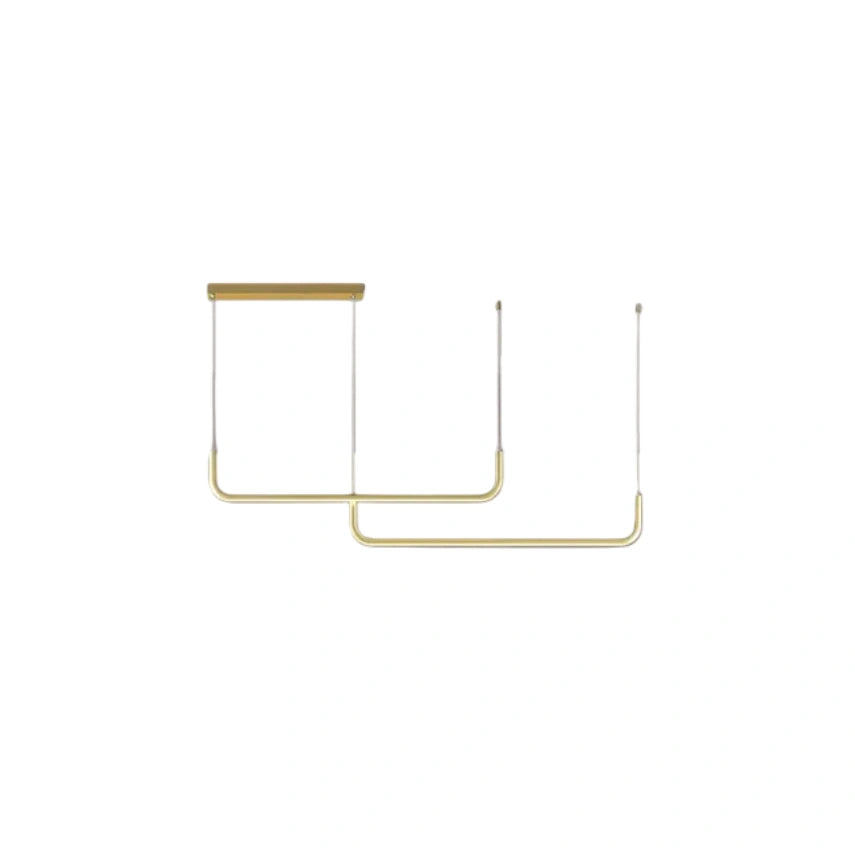 Lámpara colgante lineal minimalista Arcato – Metal negro/dorado/acrílico para comedor