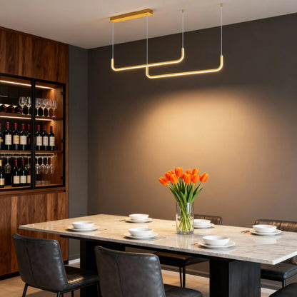 Minimalist Linear Pendant Light – Gold