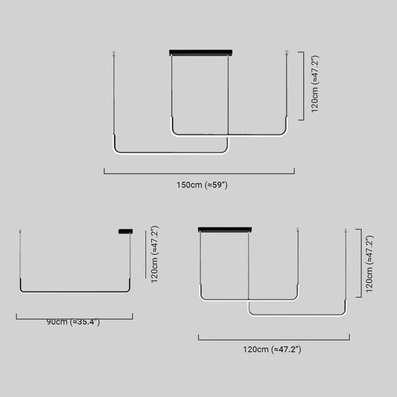 Minimalist Linear Pendant Light – Black/Gold Metal/Acrylic for Dining Room