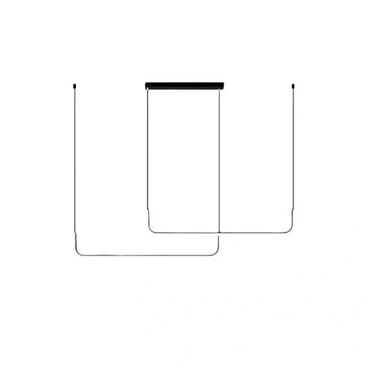 Minimalist Linear Pendant Light – Black/Gold Metal/Acrylic for Dining Room