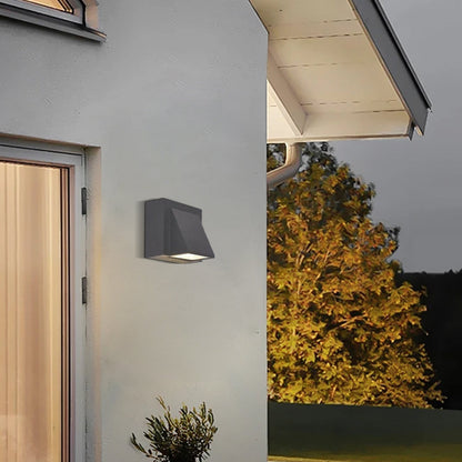 Industrial Outdoor Wall Lamp - Black/Gray Metal Irregular Design