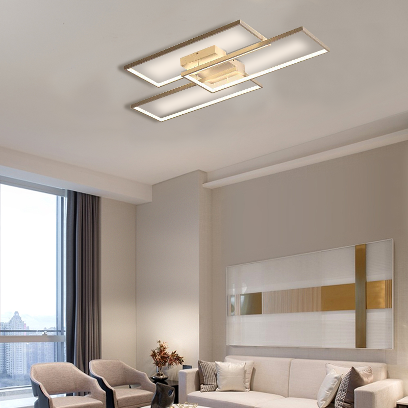 Arcato Modern Dimmable Ceiling Light - Black/Gold Rectangular for Bedroom/Living Room