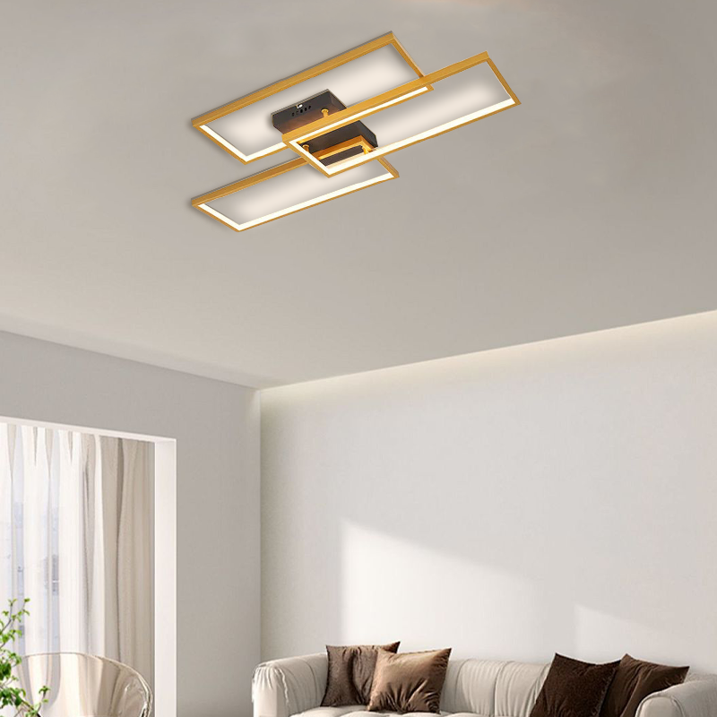 Arcato Modern Metal Ceiling Light - Black/Gold Rectangular for Bedroom/Living Room