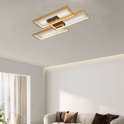 Arcato Modern Metal Ceiling Light - Black/Gold Rectangular for Bedroom/Living Room