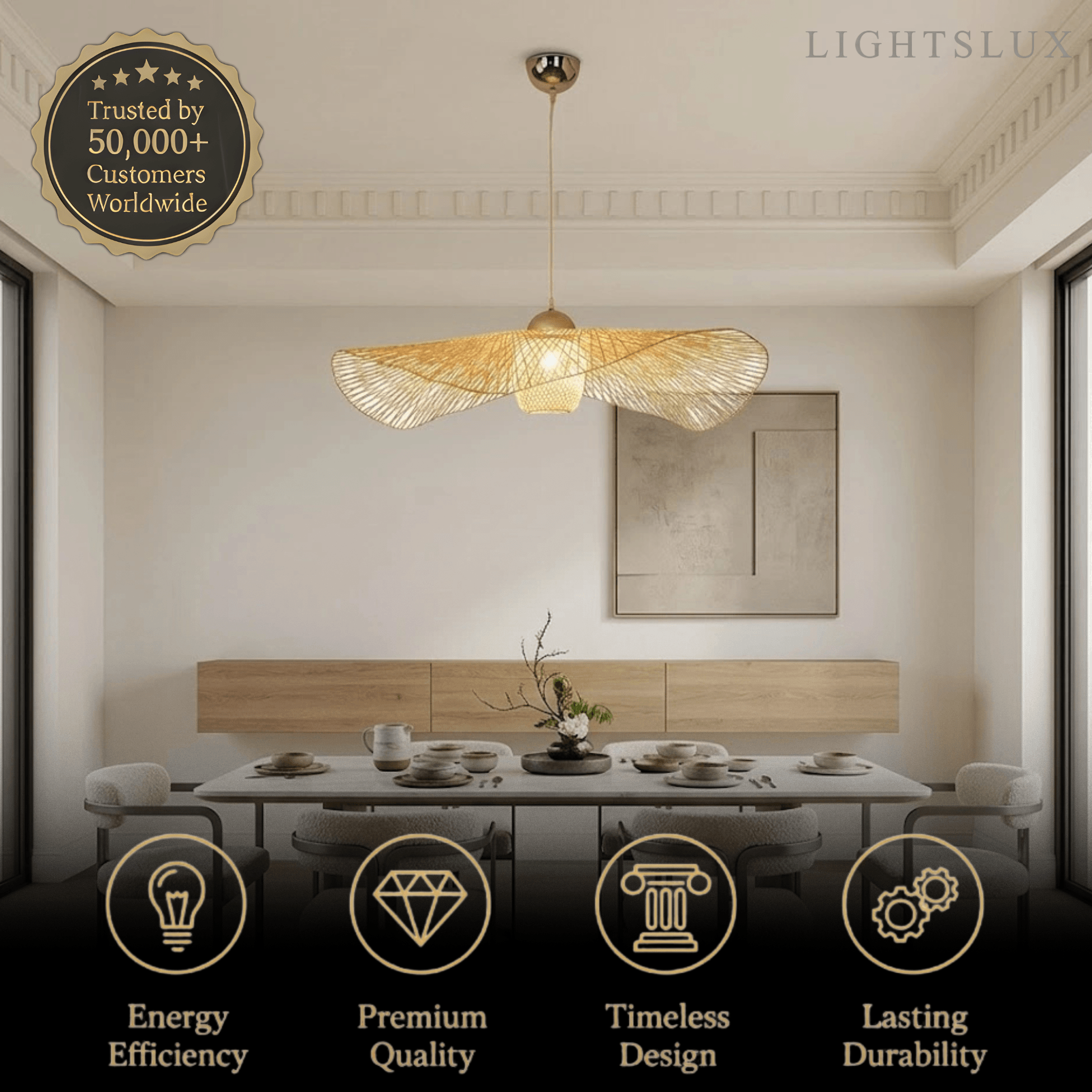 Bamburo Modern Pendant Light - Rattan