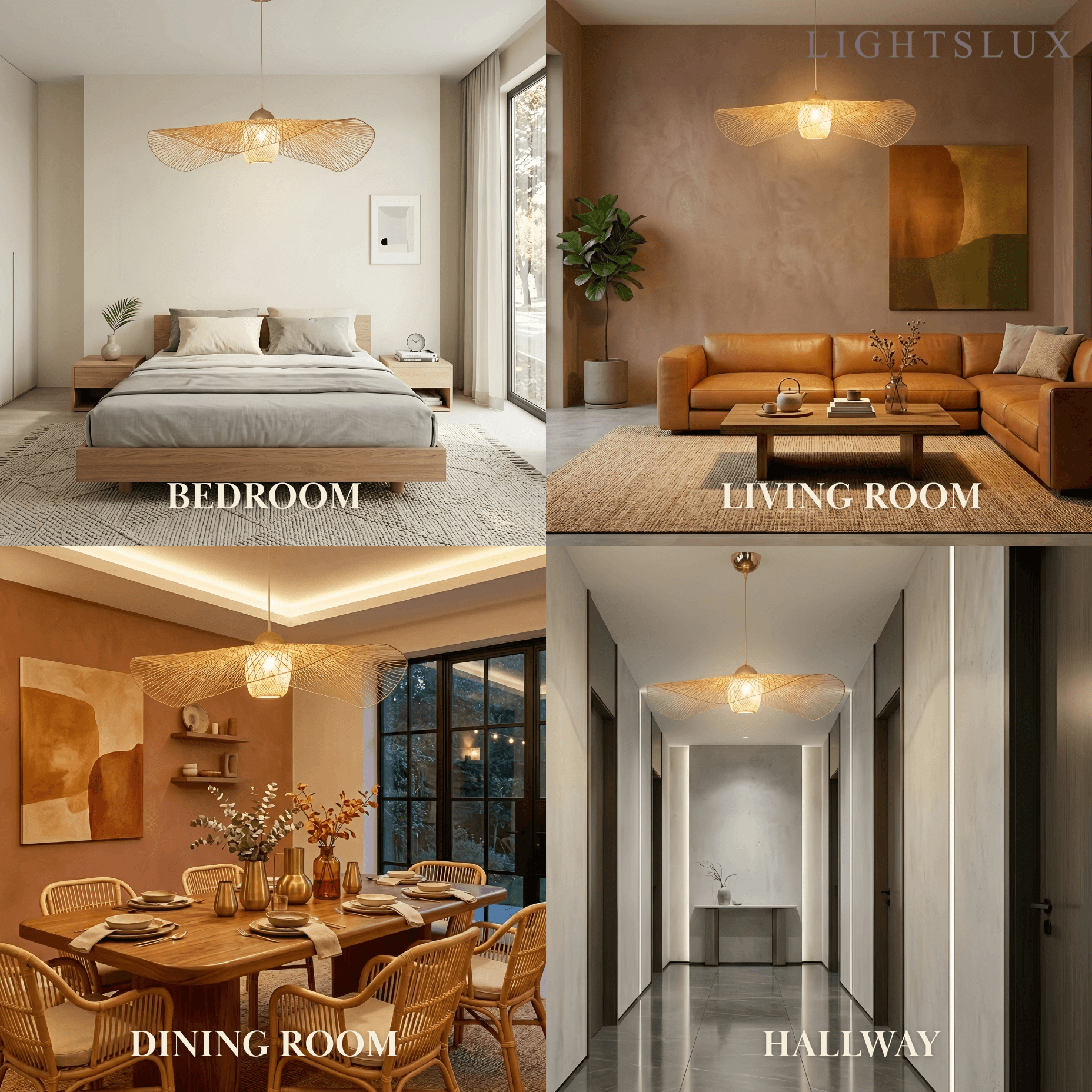 Bamburo Modern Pendant Light - Rattan