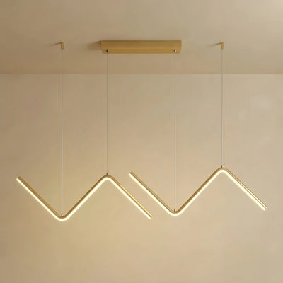 Arcato Minimalist Black/Gold Pendant Light - Wavy Linear Metal Lamp for Dining Room