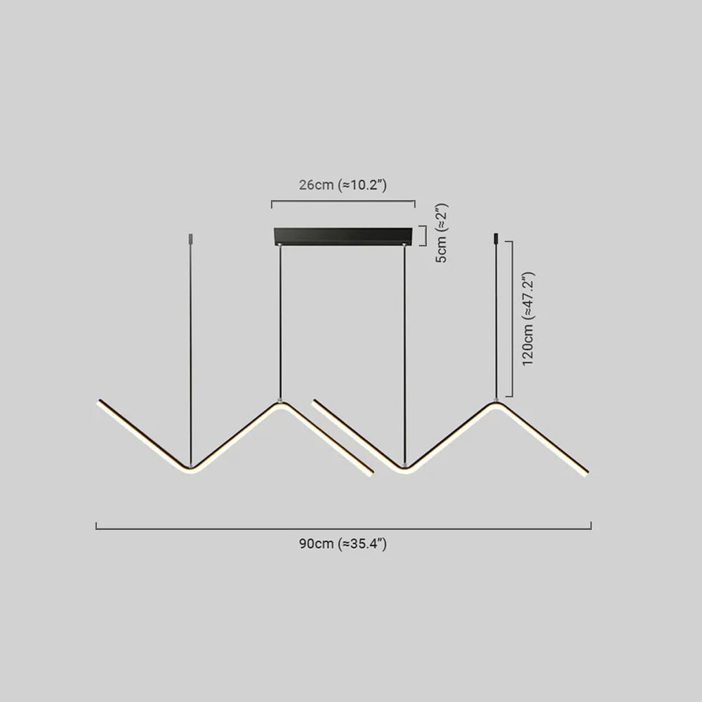 Lámpara colgante minimalista Arcato negra/dorada - Lámpara lineal ondulada de metal para comedor