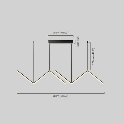 Lámpara colgante minimalista Arcato negra/dorada - Lámpara lineal ondulada de metal para comedor