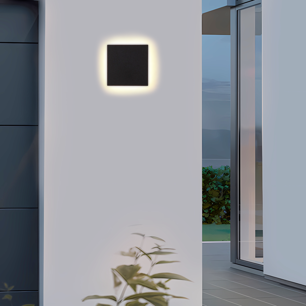 Solara Minimalist LED Outdoor Wall Lamp – Black/White Round/Square Porch Sensor Light