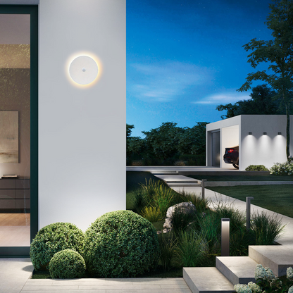 Solara Minimalist LED Outdoor Wall Lamp – Black/White Round/Square Porch Sensor Light
