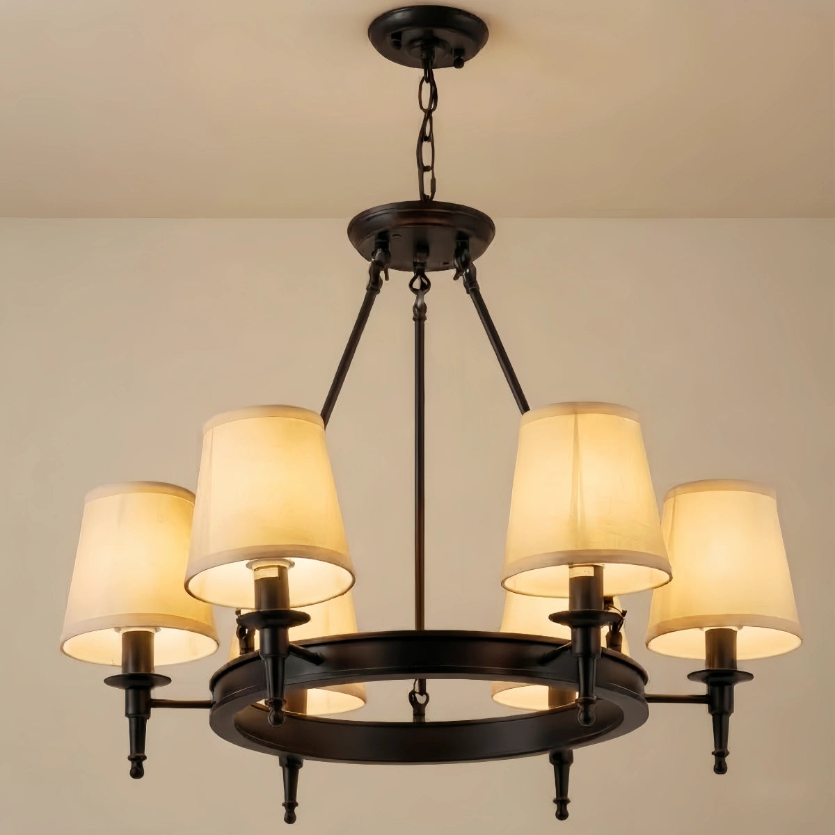 Nebula Vintage Black Chandelier - Copper Ring Metal Frame 