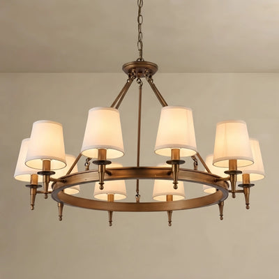 Nebula Vintage Black Chandelier - Copper Ring Metal Frame with Fabric for Dining Room