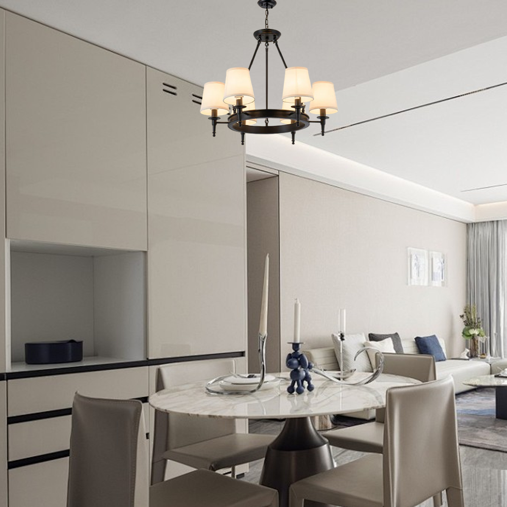  Chandelier - Copper Ring Metal Frame with Fabric for Dining Room