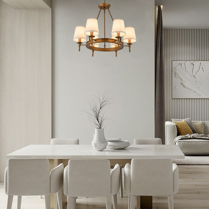 Chandelier - Copper Ring Metal Frame with Fabric for Dining Room