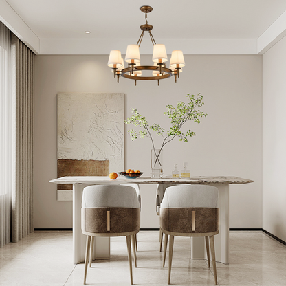 Chandelier - Copper Ring Metal Frame with Fabric for Dining Room