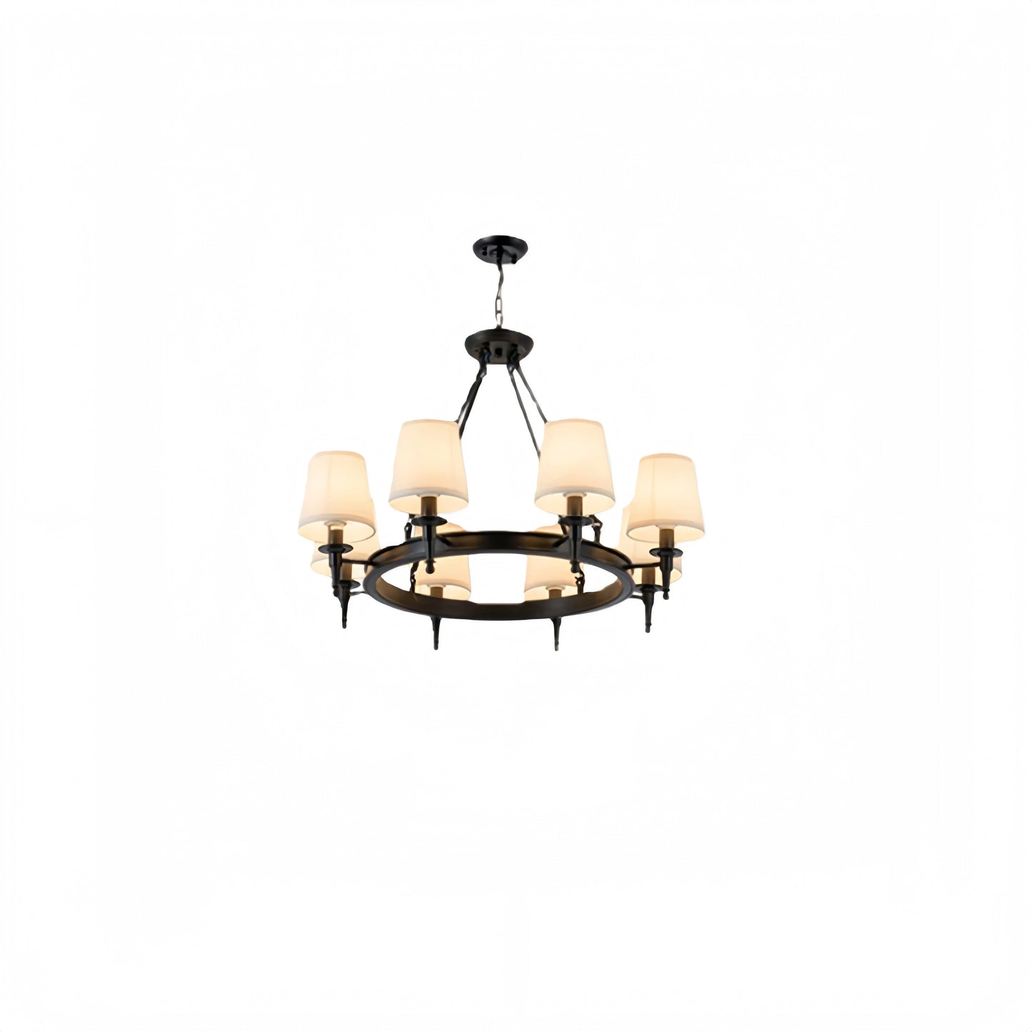 Nebula Vintage Black Chandelier - Copper Ring Metal Frame with Fabric for Dining Room