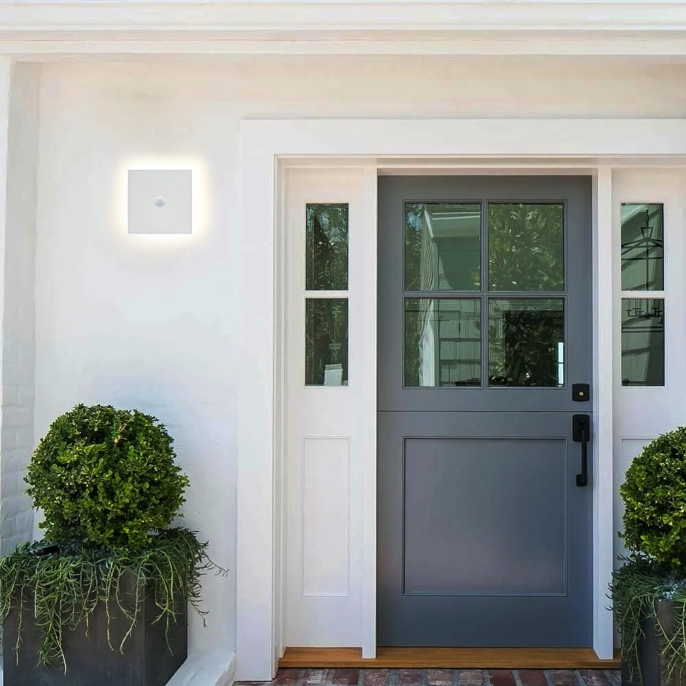Minimalist White Wall Lamp Square Outdoor 