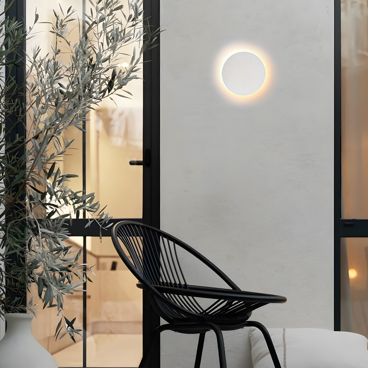 Solara Minimalist LED Outdoor Wall Lamp – Black/White Round/Square Porch Sensor Light