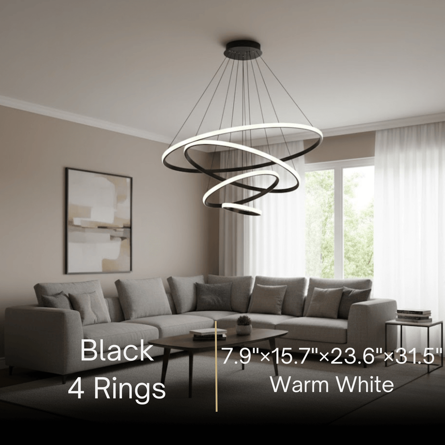 Velora Modern Metal Ring Pendant Light –  Fixture for Living