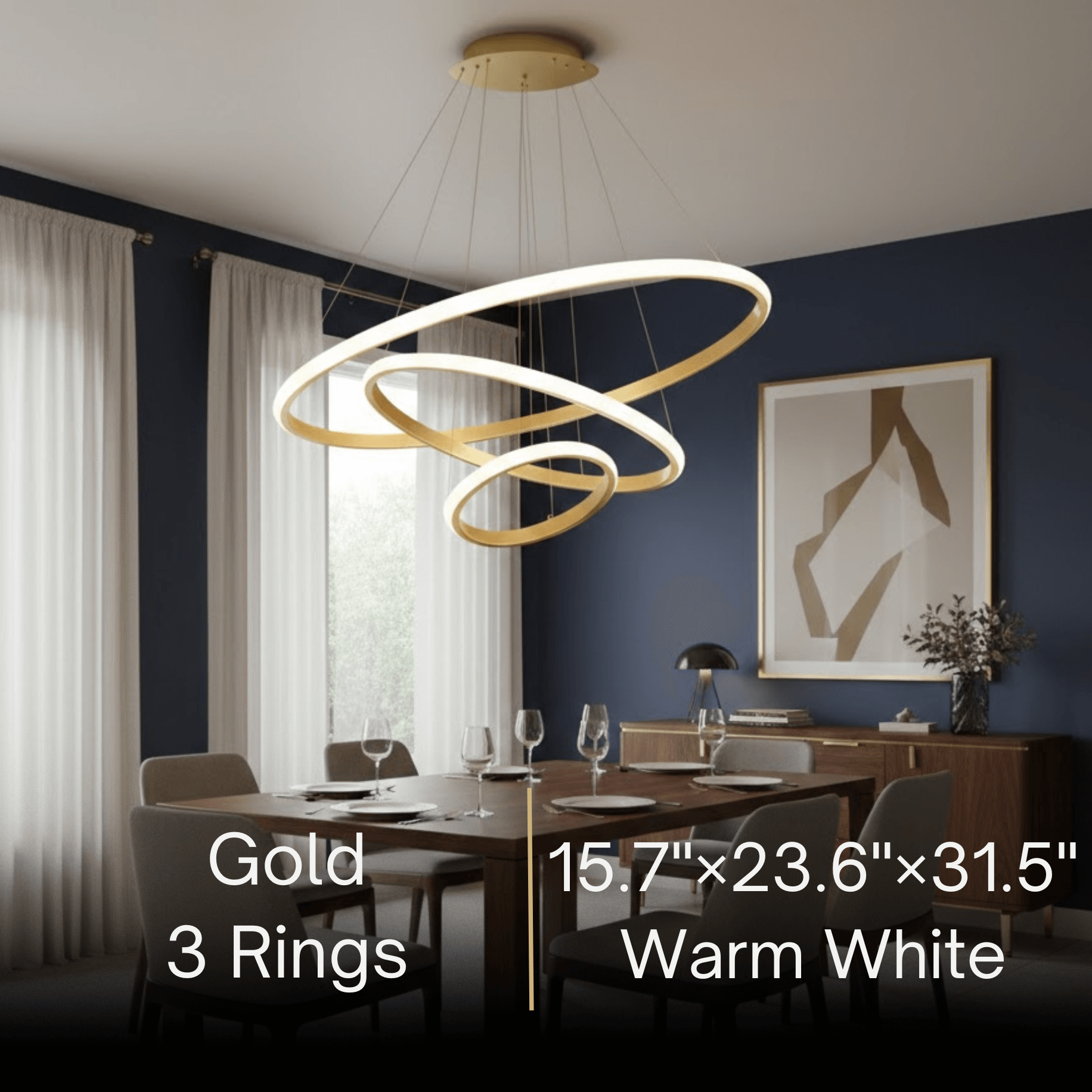 Velora Modern Metal Ring Pendant Light –  Fixture for Living