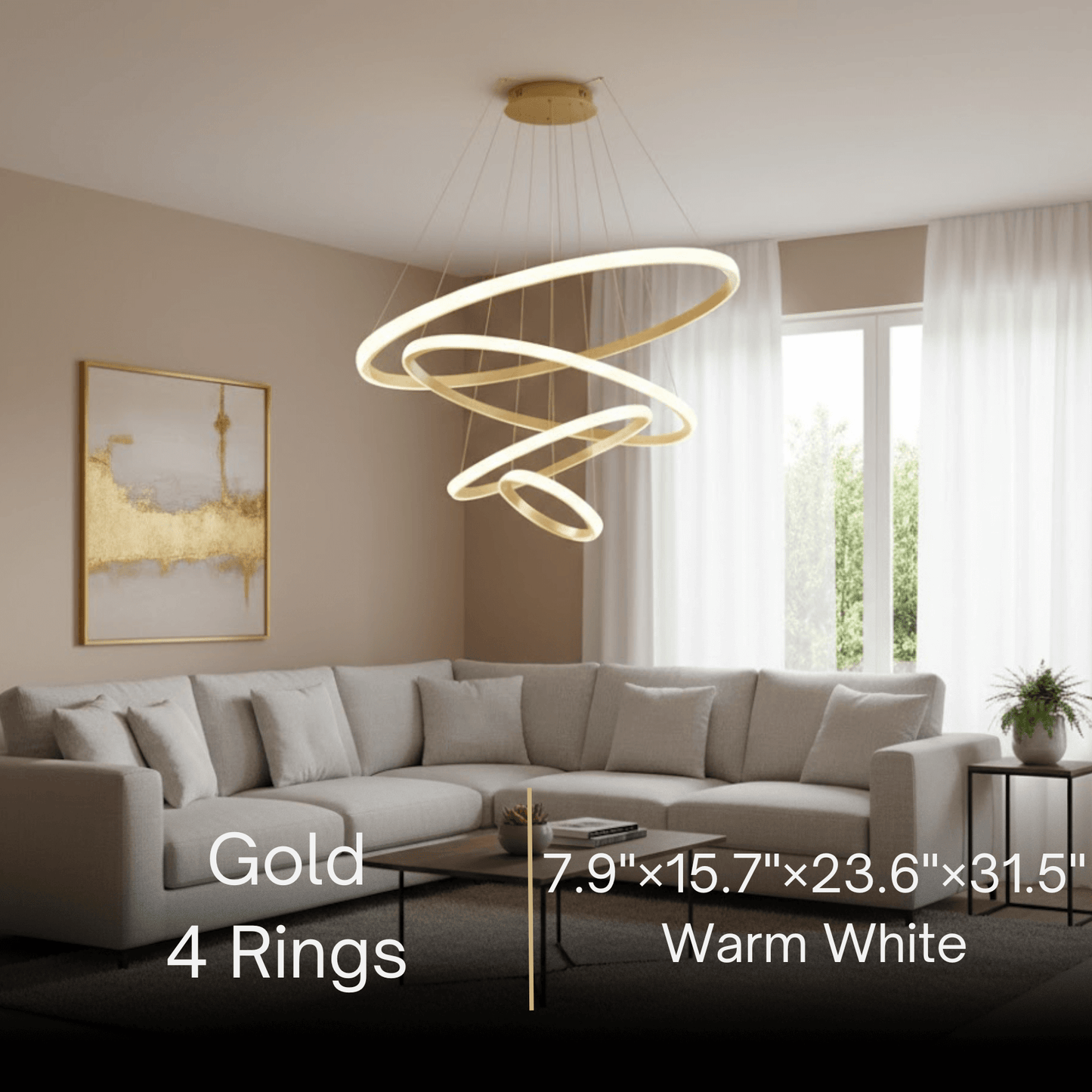 Velora Modern Metal Ring Pendant Light –  Fixture for Living