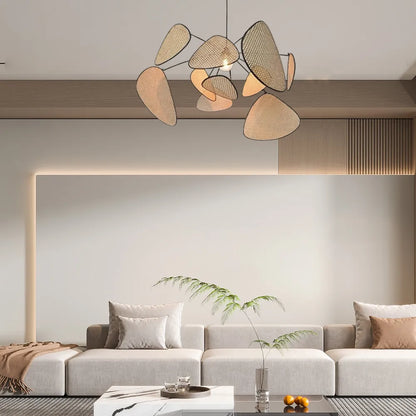 Art Deco Designer Rattan Chandelier