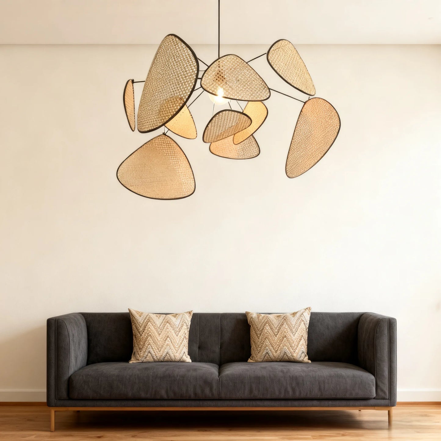 Art Deco Designer Rattan Chandelier