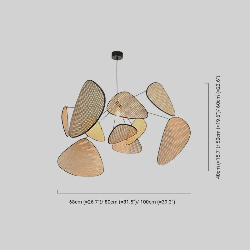 Art Deco Designer Rattan Chandelier Size