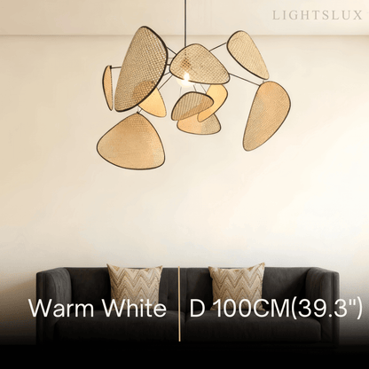 Zenno Art Deco Designer Rattan Chandelier 
