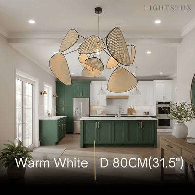Zenno Art Deco Designer Rattan Chandelier 