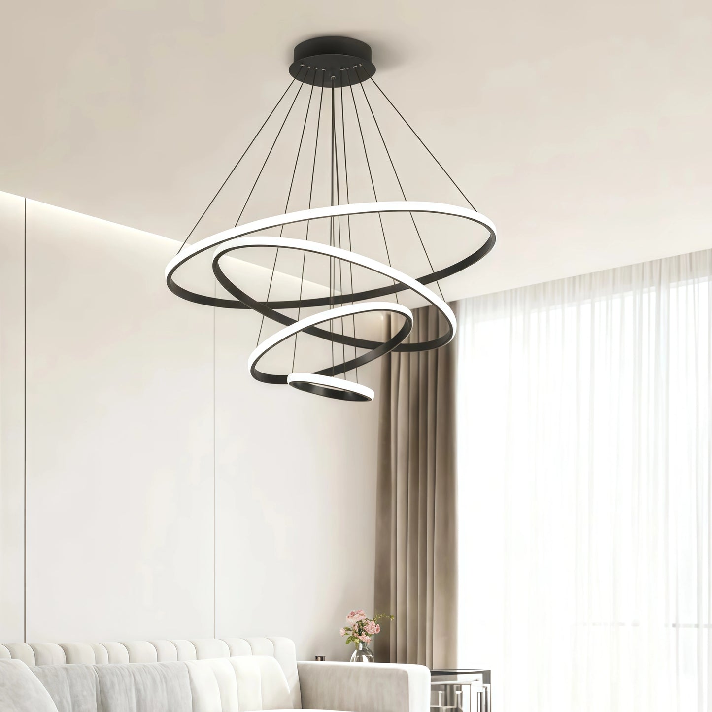 Velora Modern Metal Ring Pendant Light – Dimmable Fixture for Living
