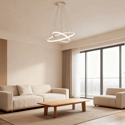 Modern Metal Ring Pendant Light – Dimmable Fixture for Living
