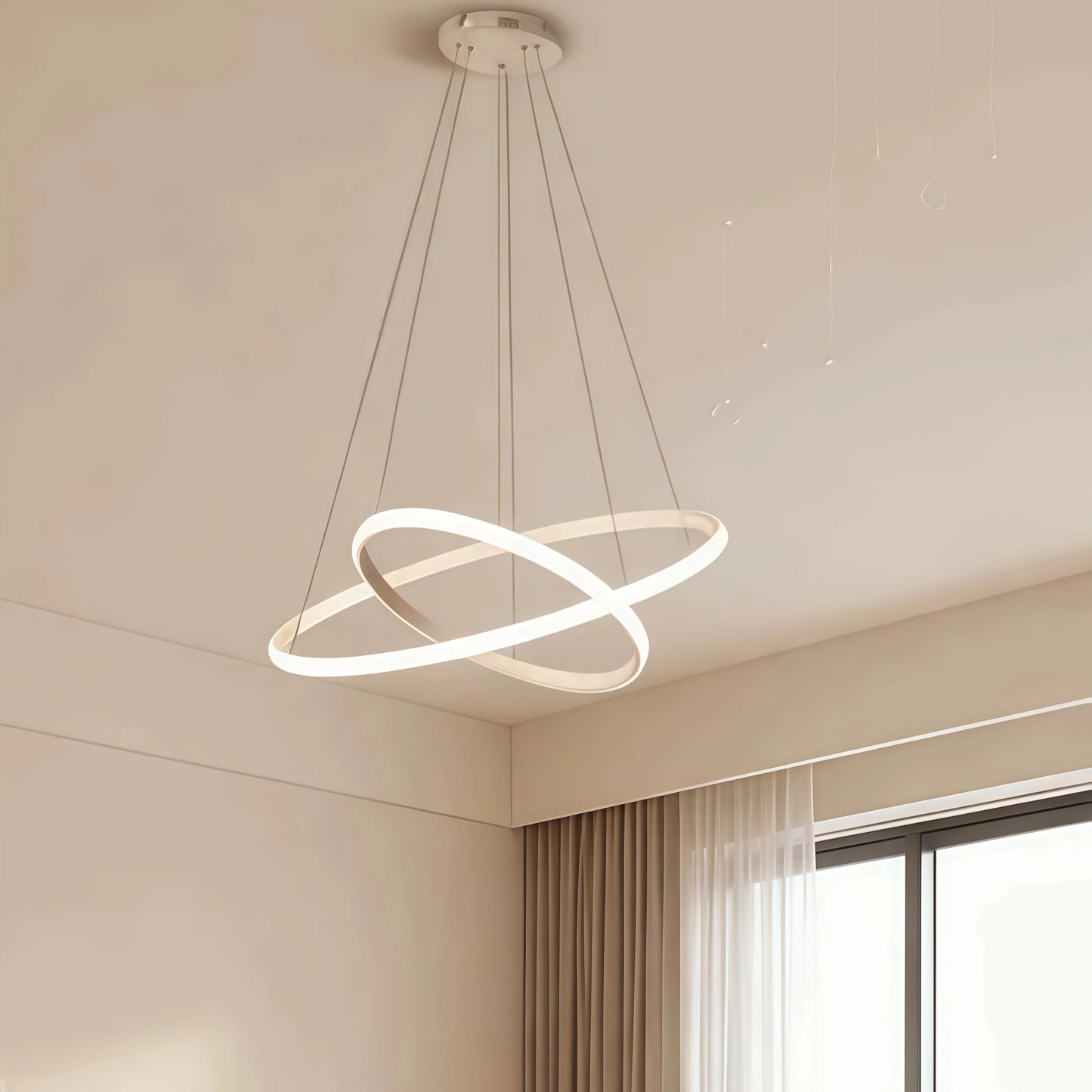 Velora Modern Metal Ring Pendant Light – Dimmable Fixture for Living
