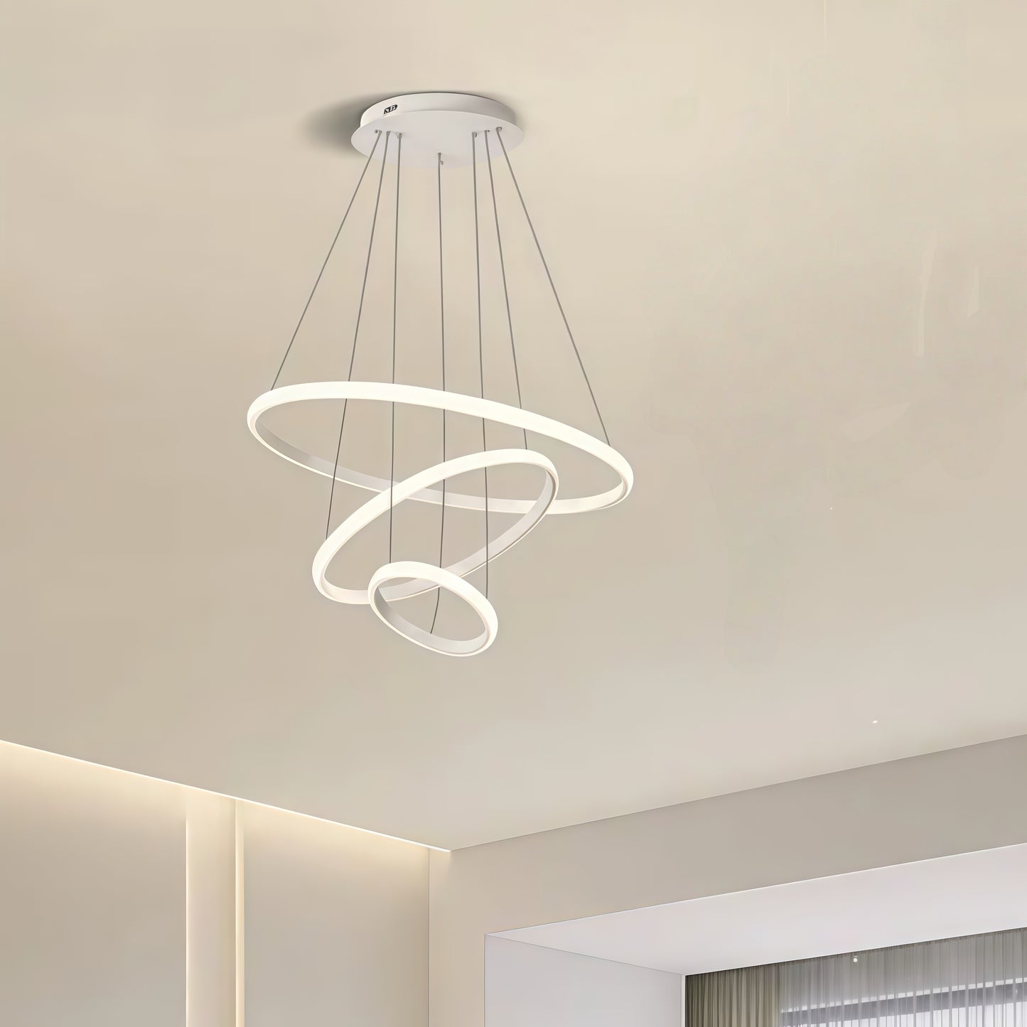 Velora Modern Metal Ring Pendant Light – Dimmable Fixture for Living