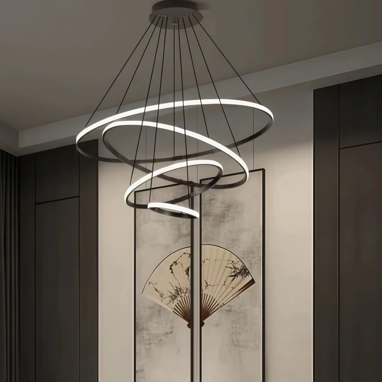Velora Modern Metal Ring Pendant Light – Dimmable Fixture for Living