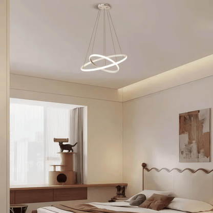 Modern White Pendant Light 2 Ring Bedroom
