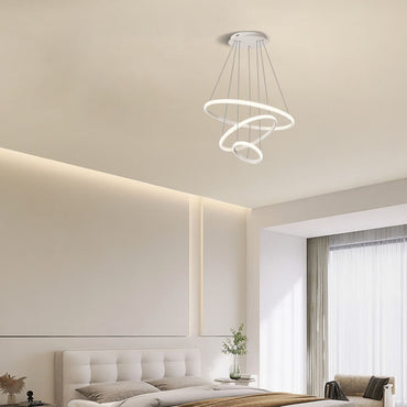 Modern White Pendant Light 3 Ring Bedroom