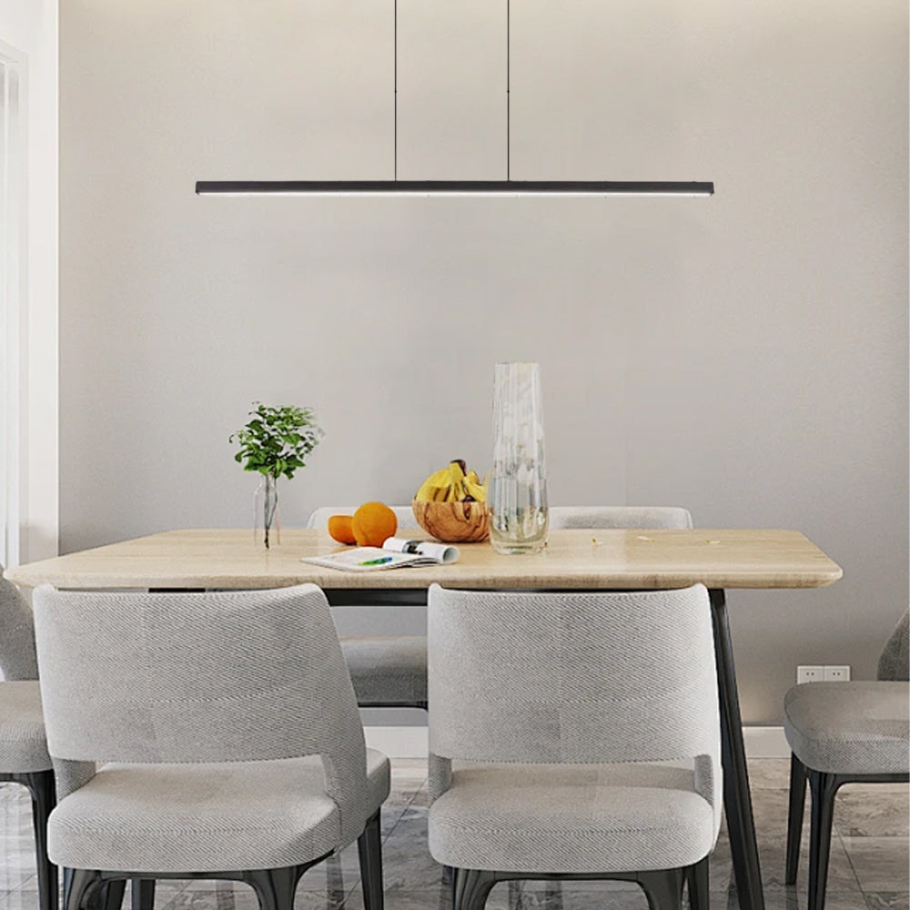 Minimalist Linear Black Pendant Light for Dining Room