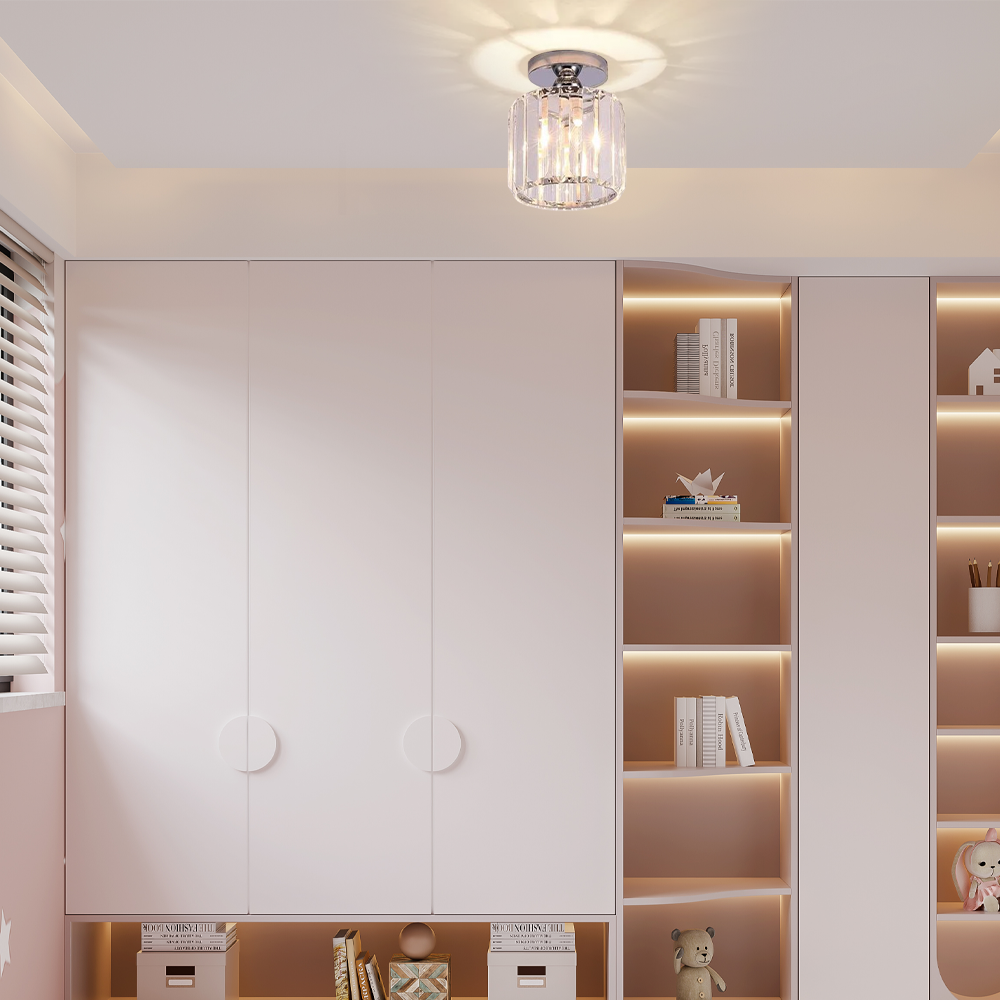 Modern Silver LED Ceiling Light Glass for Bedroom