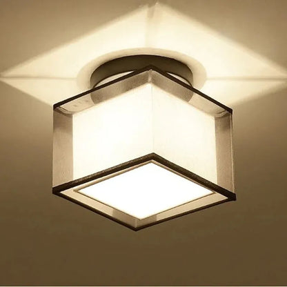 Flush Mount Ceiling Light — Fabric & Metal Square/Circular