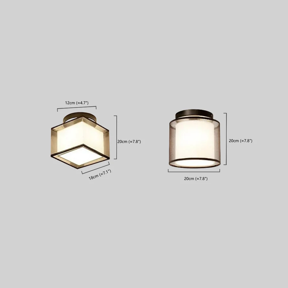 Flush Mount Ceiling Light — Fabric & Metal Square/Circular