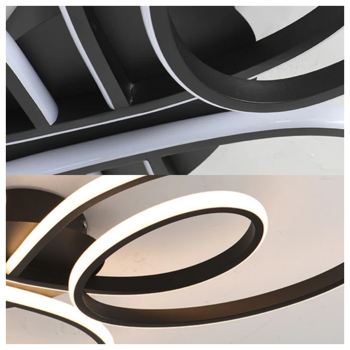 Velora Modern Linear Ceiling Light - White/Black Metal Fixture for Living Room