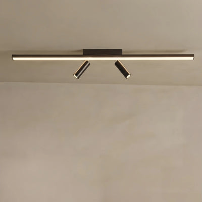 Minimalist Linear Ceiling Light – Black Metal Fixture for Living Room/Bedroom